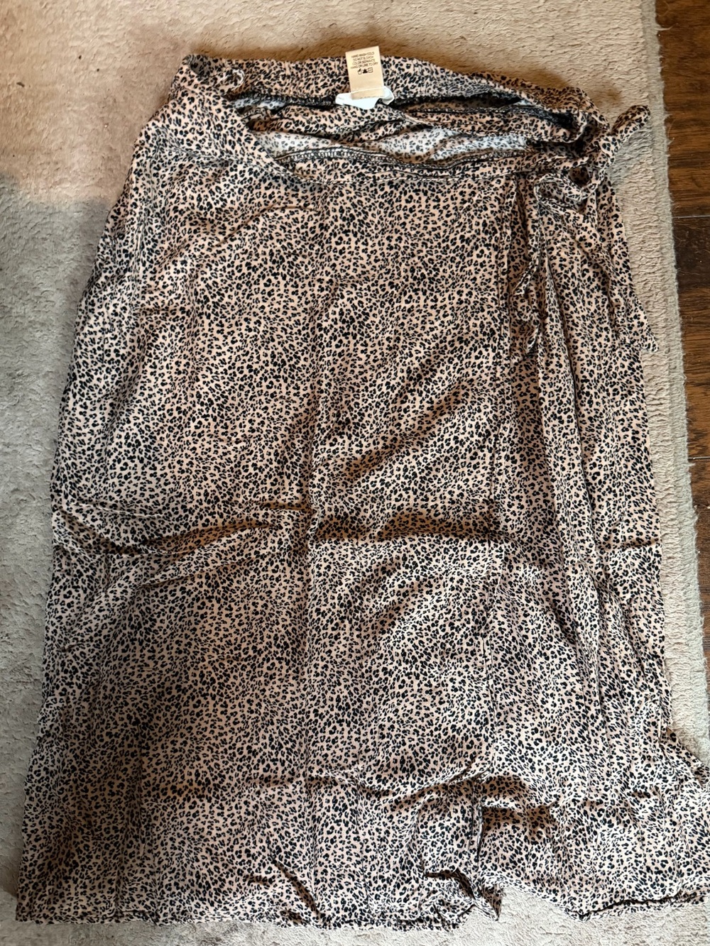URBAN Romantics Leopard Print Maxi Wrap Skirt in Beige and Black